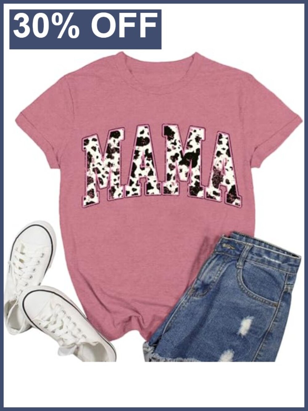 Womens Cow Mama Graphic T-Shirt Short Sleeve Farm Life Tee